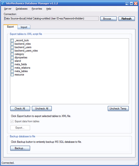 SiteMech Database Manager