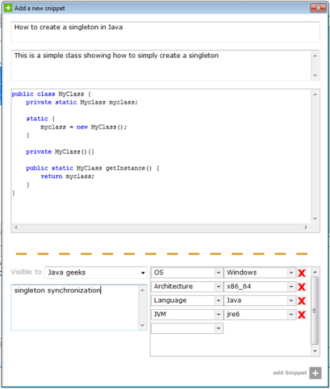 Snip2Code Plugin for Eclipse