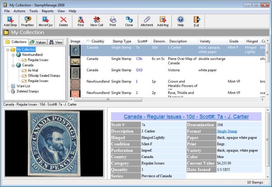 StampManage Canada Philatelic Software