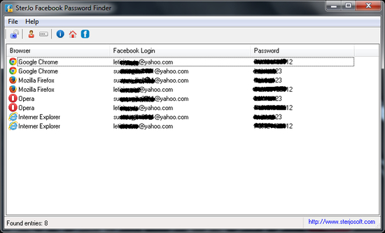 SterJo Facebook Password Finder