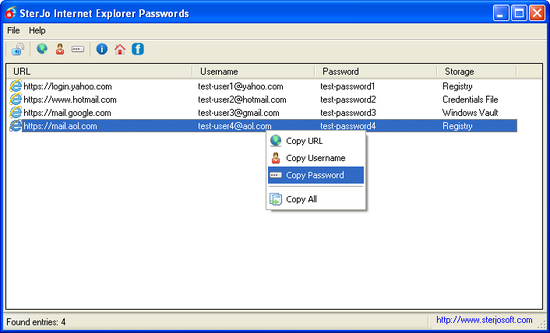 SterJo Internet Explorer Passwords