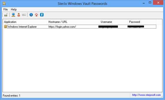 SterJo Windows Vault Passwords