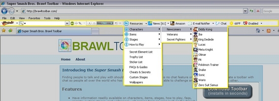 Super Smash Bros Toolbar