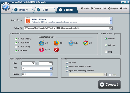 ThunderSoft Flash to HTML5 Converter
