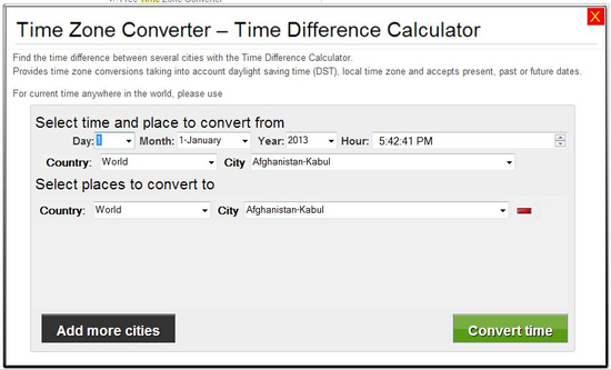 Time Zone Converter - Time Difference Calculator