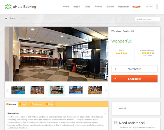 uHotelBooking web reservation system