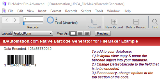 UPC EAN Native Filemaker Barcode Generat