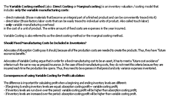 Variable Costing (MEGA)