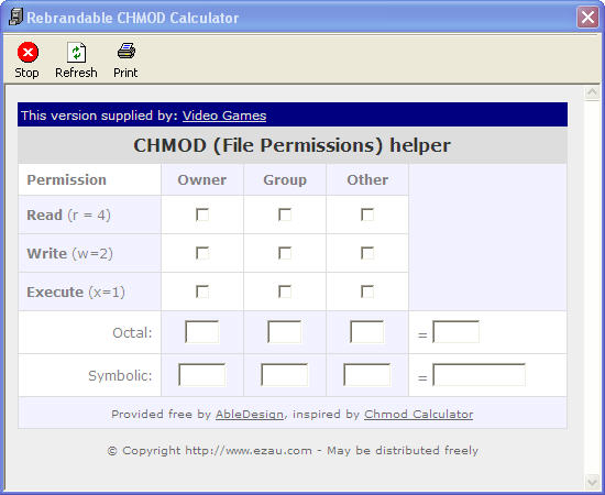 Video Games CHMod Calculator