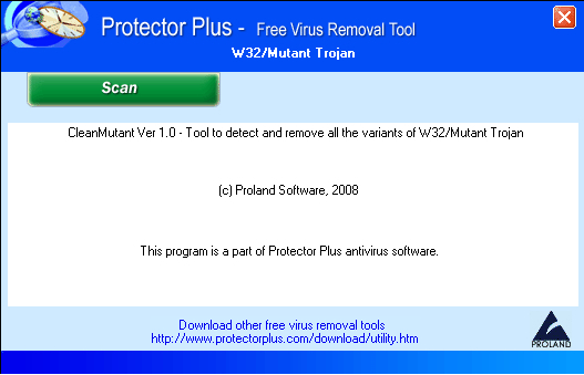 W32/Mutant trojan curing program.