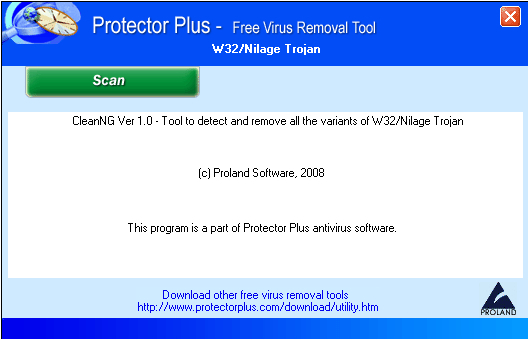 W32/Nilage trojan curing program