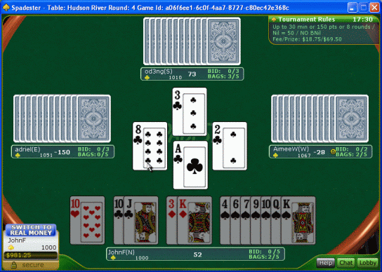 web based play spades internet game
