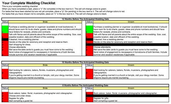 Wedding Checklist for Excel