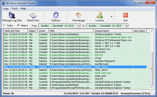 Windows Explorer Tracker