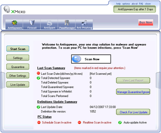 XMicro Antispyware (Vista Compatible)