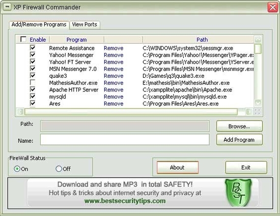 XP Firewall Commander