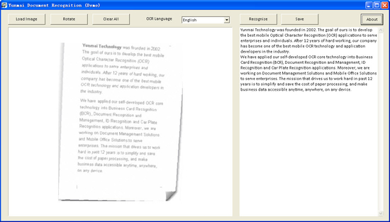 Yunmai Document Recognition Demo Version