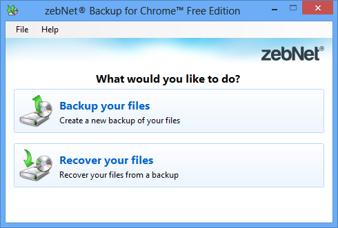 zebNet Backup for Chrome Free Edition