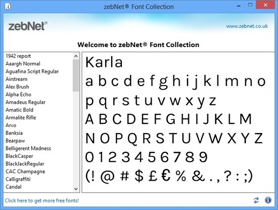 zebNet Font Collection